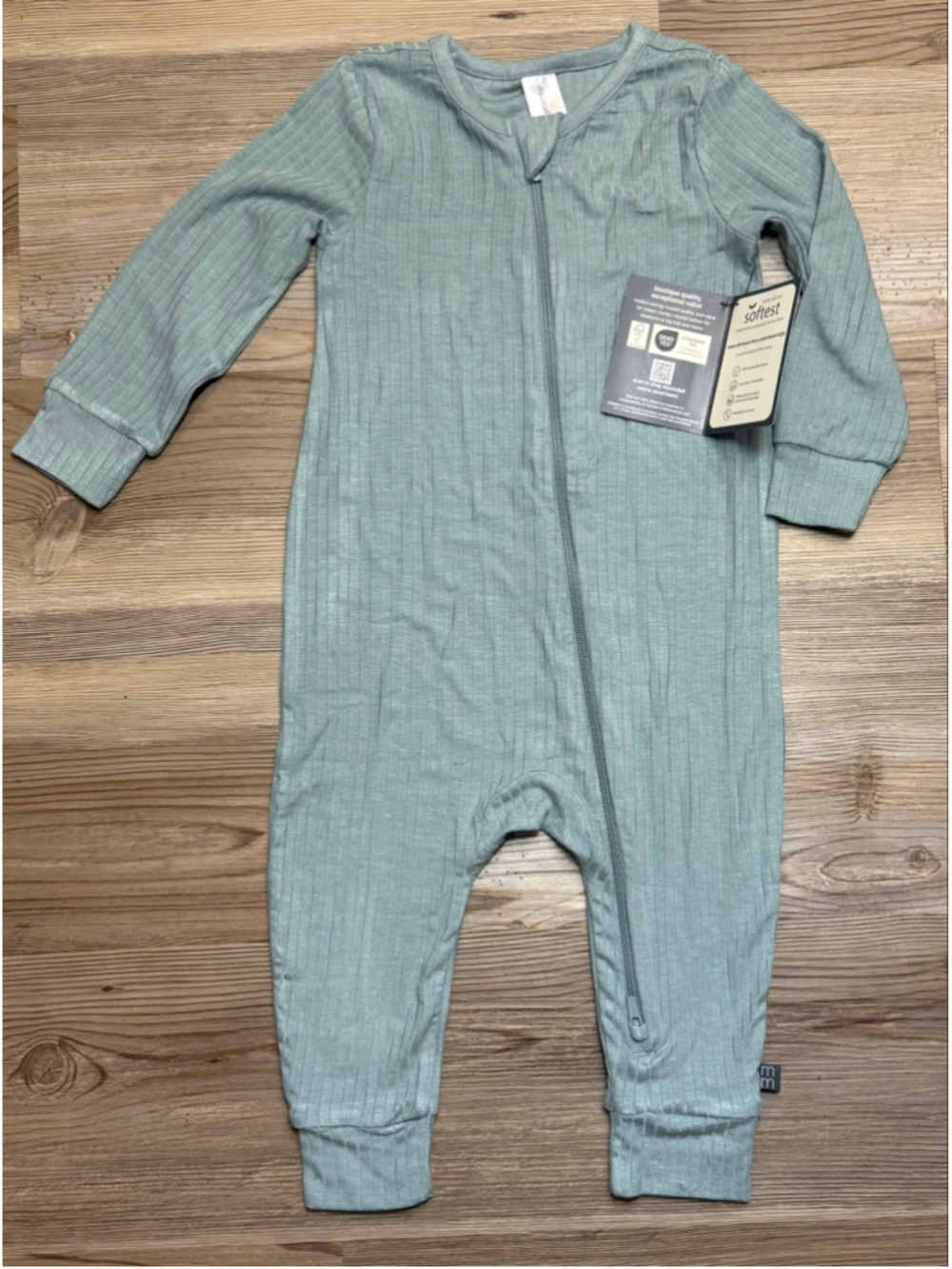 Baby Modern Moments by Gerber Blue/Green Ribbed zip up 12 Months